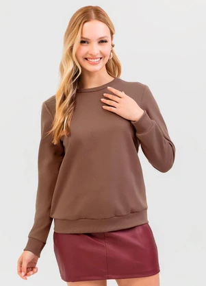 Cativa - Blusão em Moletom  Marrom - CATIVA