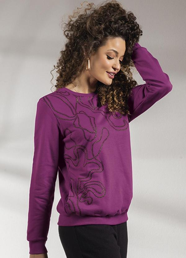 Habana - Blusão Estampado com Glitter Roxo