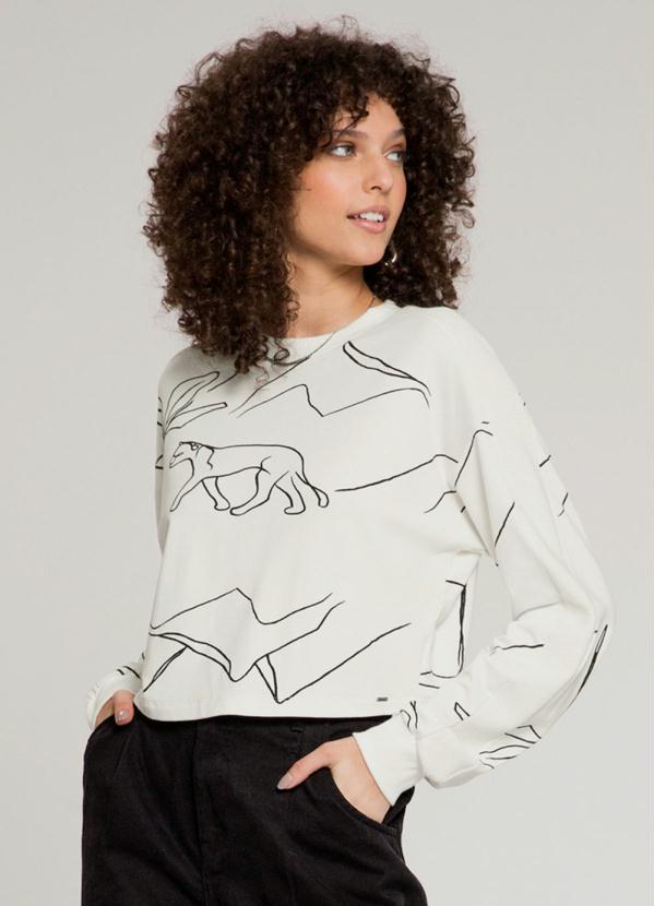 Lunender - Blusão Estampado Moletom Bege