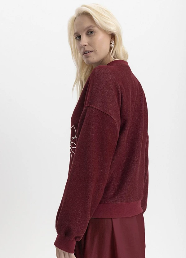 Essendi - Blusão Feminino Bordado Floral Bordô 2