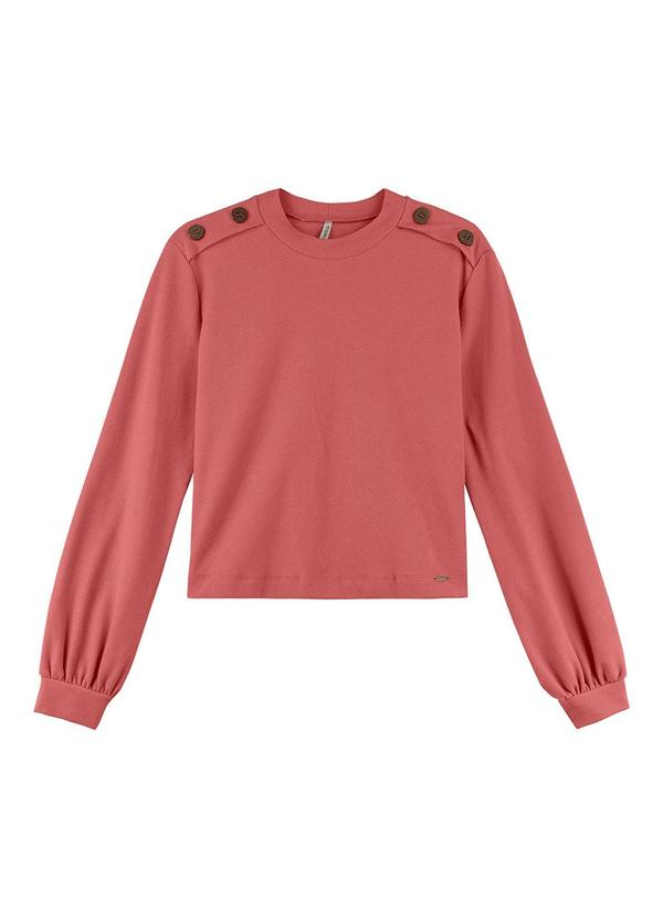 Marialícia - Blusão Feminino com Botões no Ombro Rosa