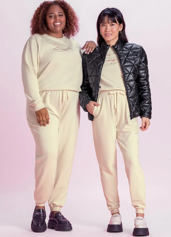 Marialícia - Blusão Feminino de Molecotton Bege 2