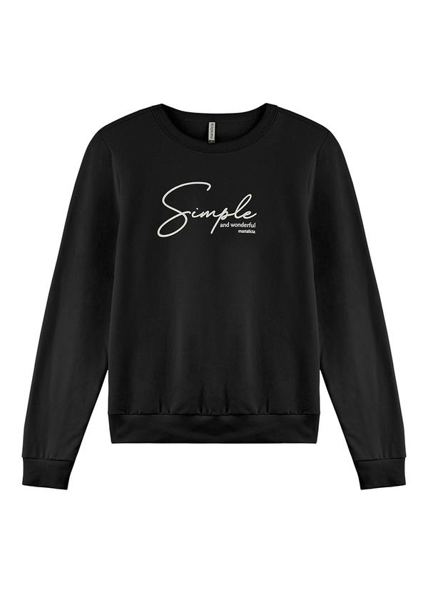 Marialícia - Blusão Feminino de Molecotton Preto