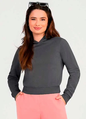 Cativa Blusão Feminino de Moletom com Capuz Cinza