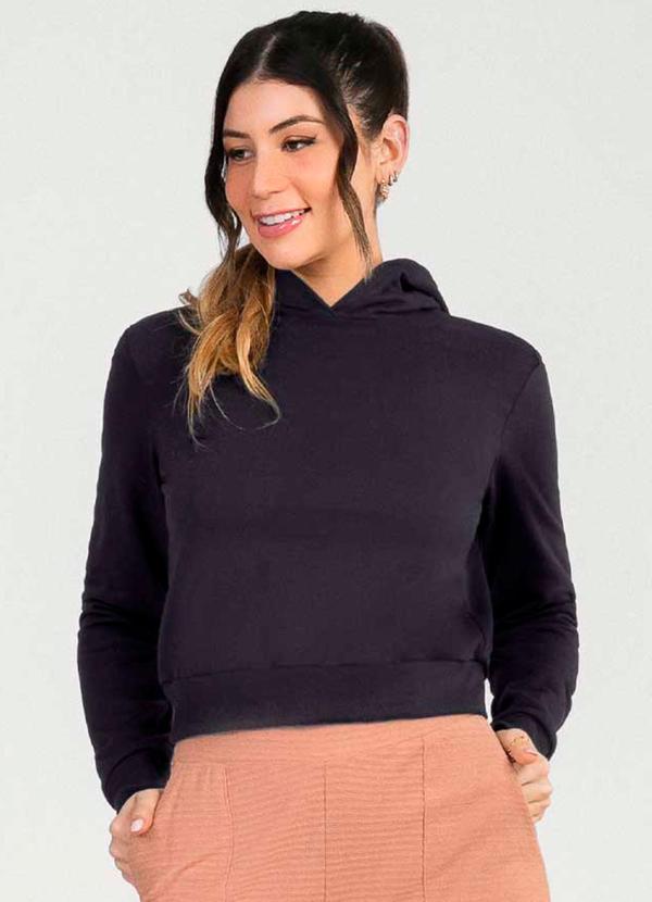 Cativa - Blusão Feminino de Moletom com Capuz Preto