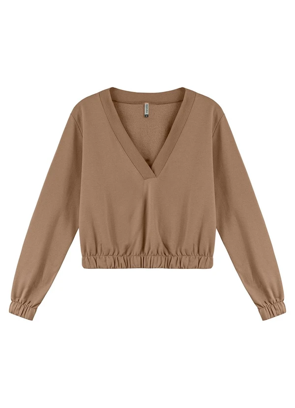 Marialícia - Blusão Feminino de Moletom Felpado Marrom 3