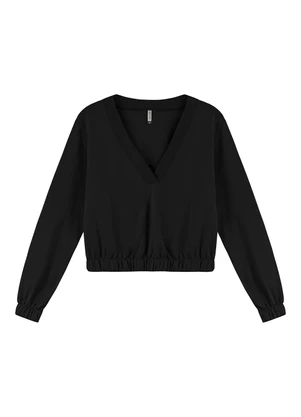 Marialícia - Blusão Feminino de Moletom Felpado Preto - MARIALÍCIA