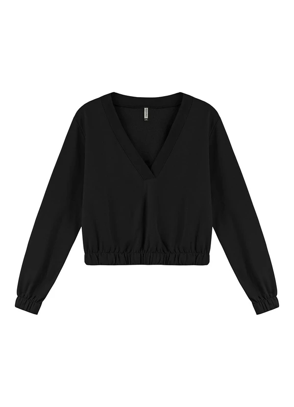 Marialícia - Blusão Feminino de Moletom Felpado Preto