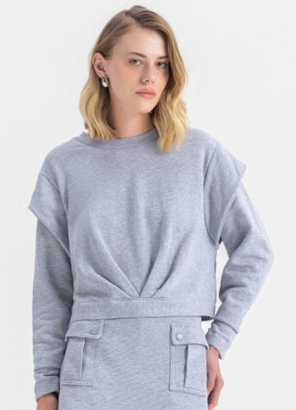 Essendi - Blusão Feminino em Moletom Cinza