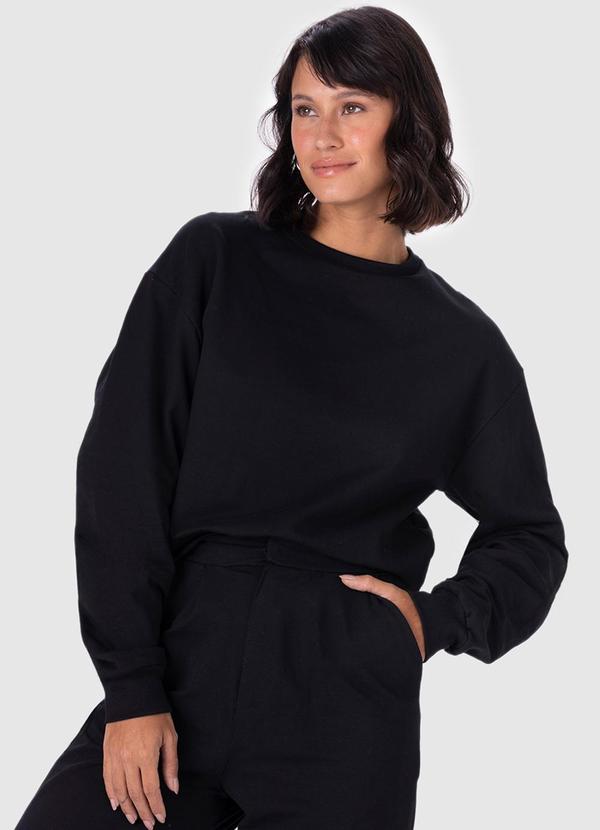 Malwee - Blusão Feminino em Moletom Preto