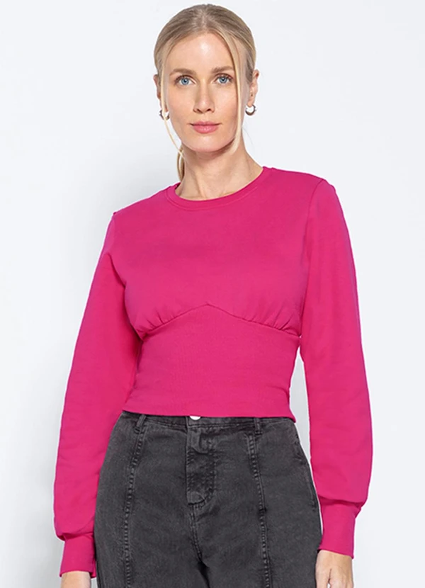 Enfim - Blusão Feminino em Moletom Rosa