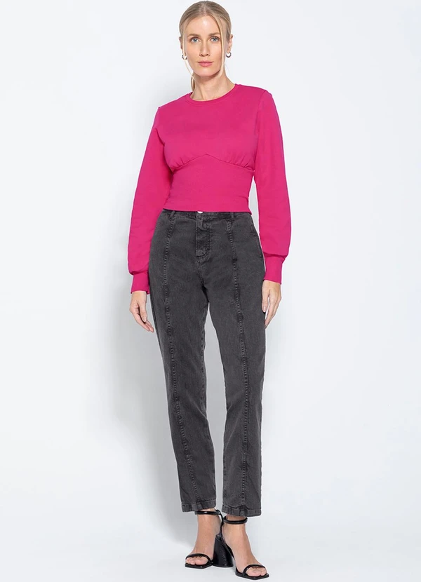 Enfim - Blusão Feminino em Moletom Rosa 2