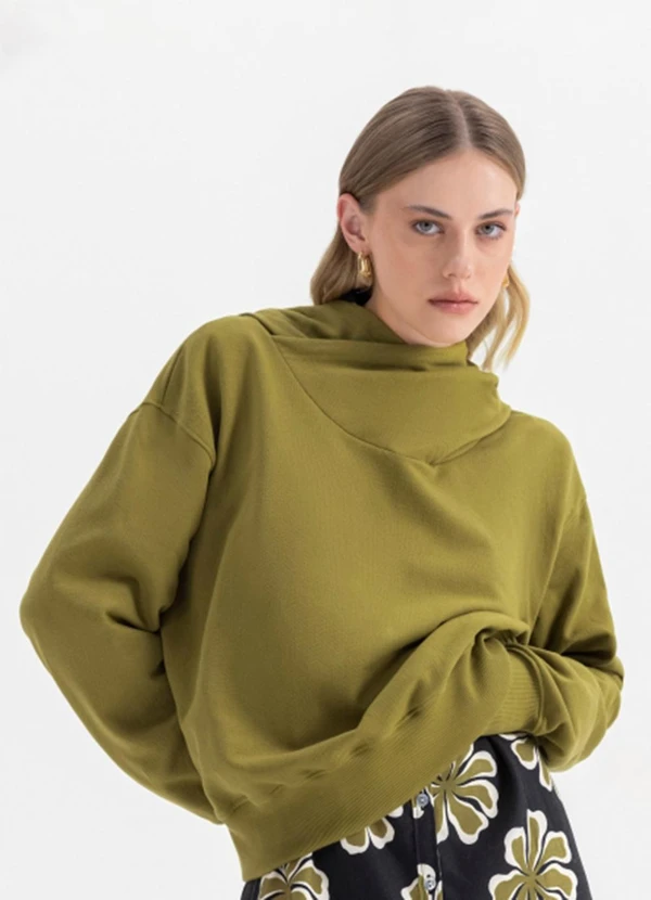 Essendi - Blusão Feminino em Piquet Verde 1