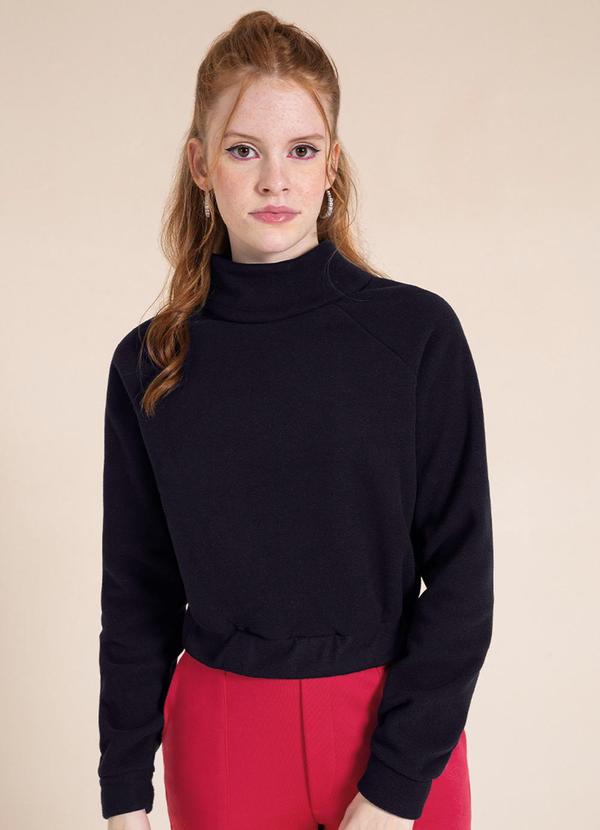 Bjoe - Blusão Feminino Juvenil Gola Alta Preto