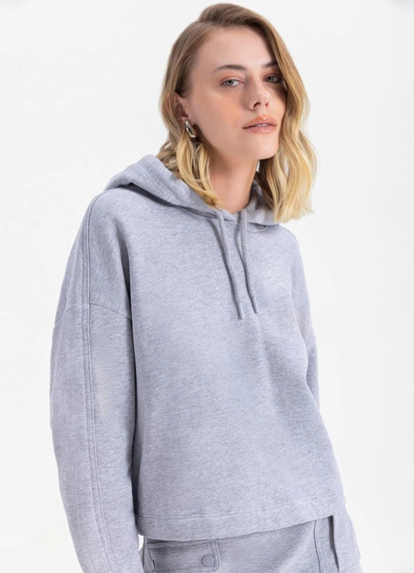 Essendi - Blusão Feminino Moletom  Cinza