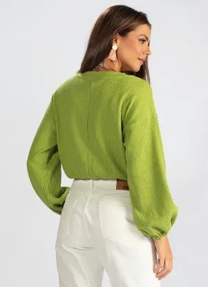 Hering - Blusão Manga Ampla de Moletom Verde - HERING