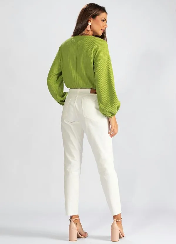 Hering - Blusão Manga Ampla de Moletom Verde 4