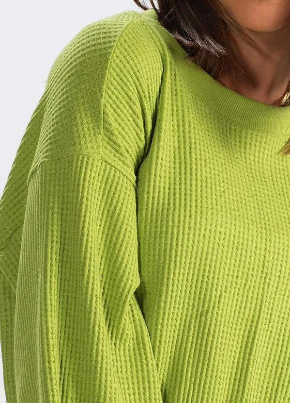 Hering - Blusão Manga Ampla de Moletom Verde 6