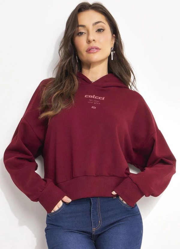 Colcci - Blusão Moletom Capuz Bordô