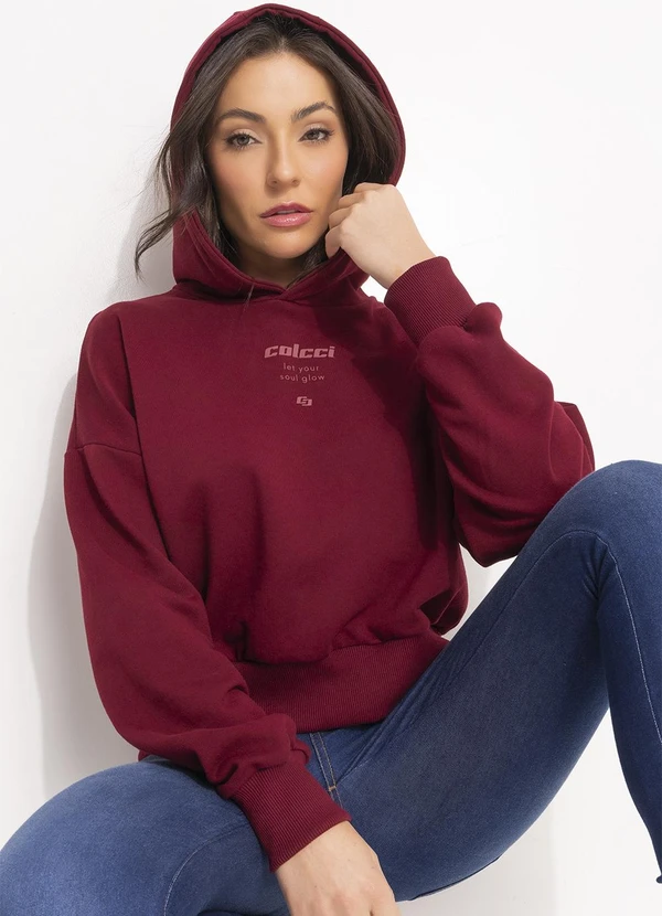 Colcci - Blusão Moletom Capuz Bordô 6