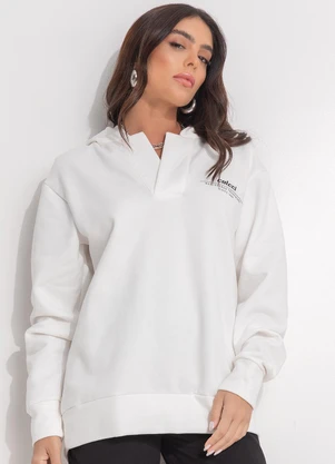 Colcci - Blusão Moletom com Capuz Off White - COLCCI