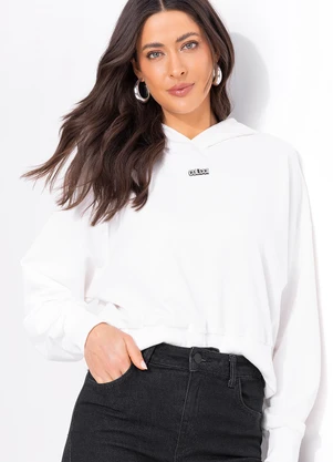 Colcci - Blusão Moletom com Capuz Off White - COLCCI