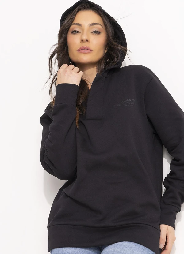Colcci - Blusão Moletom com Capuz Preto 8