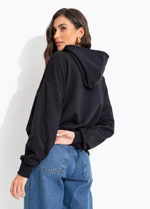 Colcci - Blusão Moletom com Capuz Preto - COLCCI