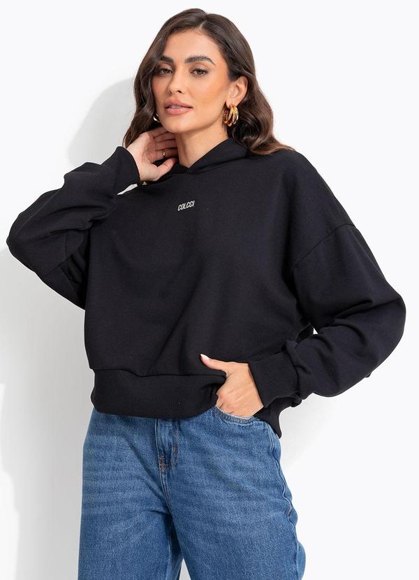 Colcci - Blusão Moletom com Capuz Preto