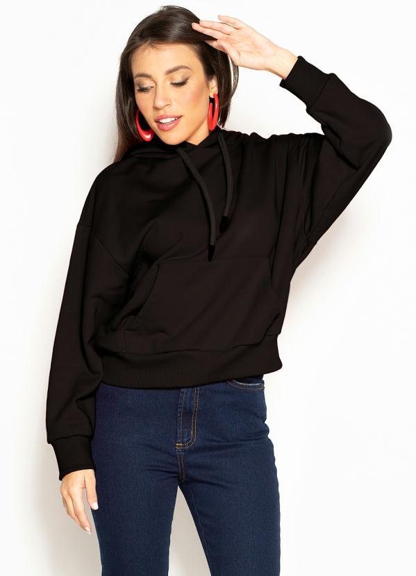 Colcci - Blusão Moletom com Capuz Preto