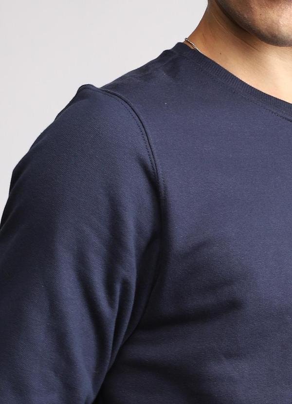 Basicamente - Blusão Moletom Flanelado Masculino Azul Marinho 2