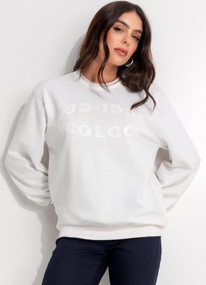 Colcci - Blusão Moletom Off White - COLCCI