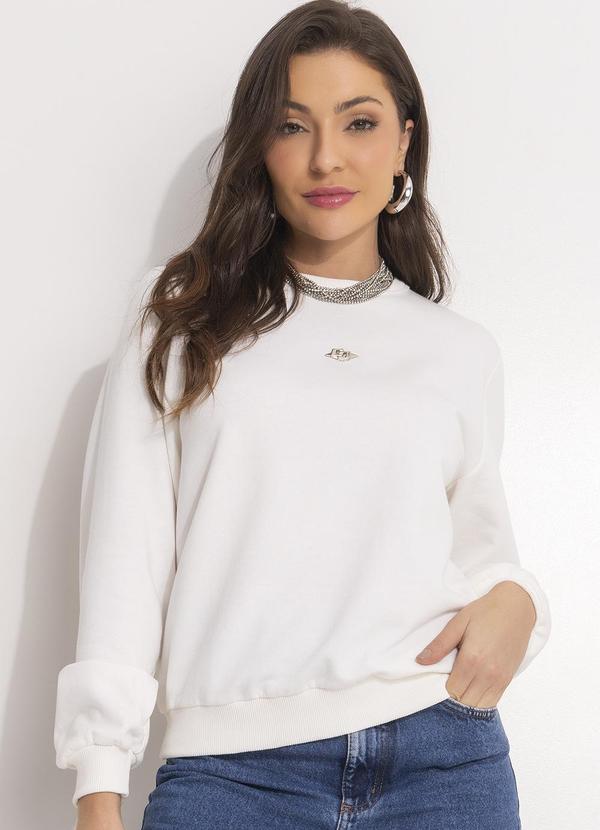 Colcci - Blusão Moletom Off White
