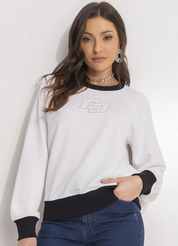 Colcci - Blusão Moletom Off White