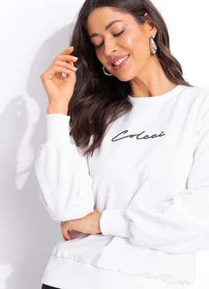Colcci - Blusão Moletom Off White - COLCCI