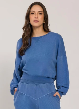 Sofie - Blusão Oversized de Moletom Estonado Azul - SOFIE
