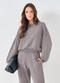 Sofie - Blusão Oversized de Moletom Estonado Roxo - variação: Cinza