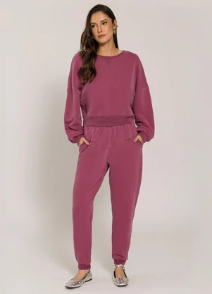 Sofie - Blusão Oversized de Moletom Estonado Roxo - SOFIE