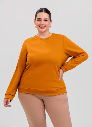 Cativa - Blusão Plus Size em Moletom Amarelo - CATIVA