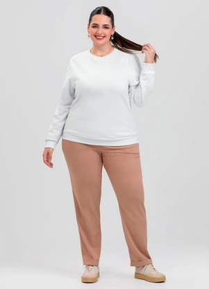 Cativa - Blusão Plus Size em Moletom Branco - CATIVA