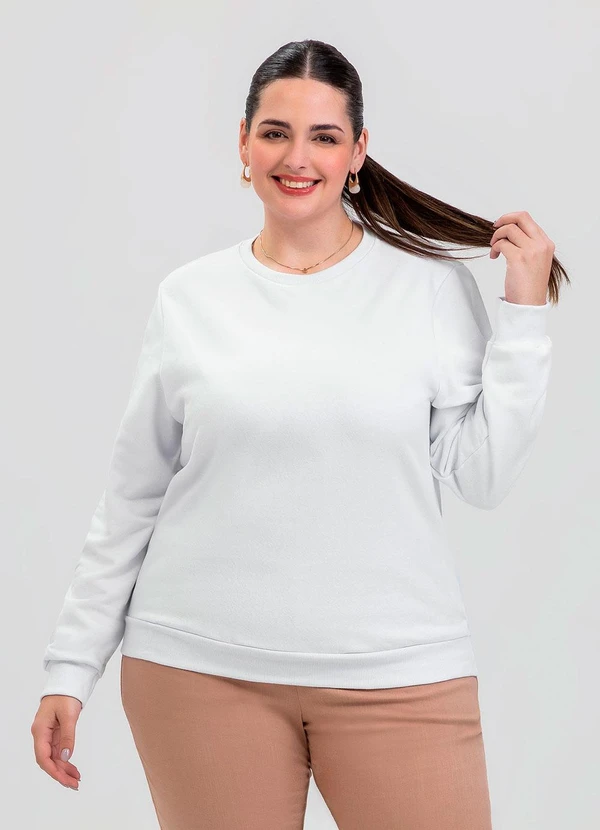 Cativa - Blusão Plus Size em Moletom Branco 3