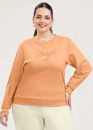 Cativa - Blusão Plus Size em Moletom Laranja - CATIVA