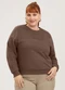 Cativa - Blusão Plus Size em Moletom Laranja - variação: Marrom Escuro