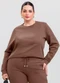 Cativa - Blusão Plus Size em Moletom Branco - variação: Marrom