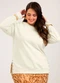 Cativa - Blusão Plus Size em Moletom  Marrom - variação: Off White