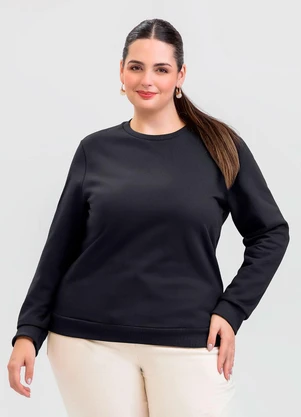 Cativa - Blusão Plus Size em Moletom Preto - CATIVA