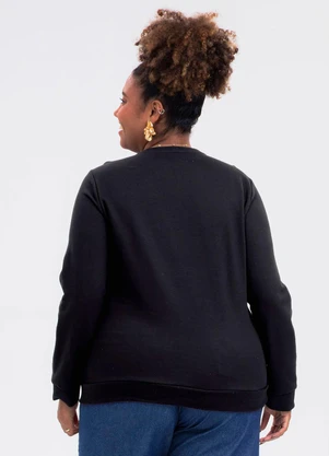 Cativa - Blusão Plus Size em Moletom Preto - CATIVA