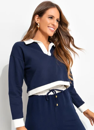 Casaco Azul Escuro em Moletom Quintess