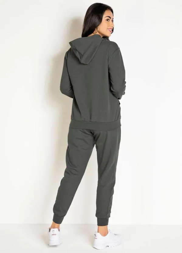 Moda Pop - Casaco Chumbo com Bolso Frontal e Capuz 5