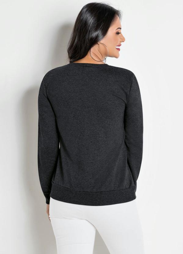 Outlet - Casaco Chumbo com Estampa Frontal 2